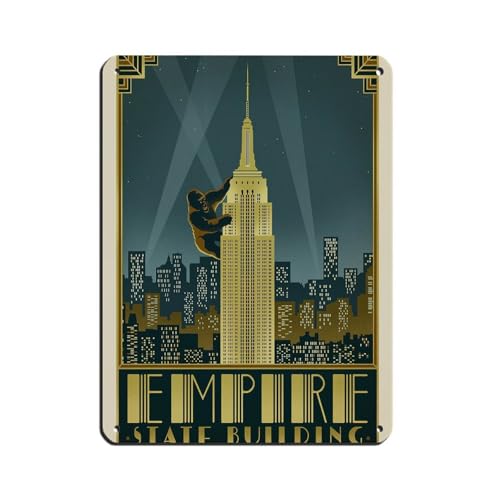 VGDFH Vintage Blechschild für Zuhause, Schlafzimmer, amerikanische Stadt, Reise, New York City, Empire State Building, Vintage, Metall, Pub, Club, Café, Bar, Zuhause, Wandkunst, Dekoration, Poster