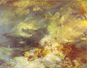 Peinture à l'huile Turner Fire at Sea 1835, reproduction grand format 36x48 pouces sur toile