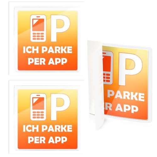 3 Stück Parkausweishalter Windschutzscheibe 9x9cm Ich Parke Per App Karte Kartenhalter Selbstklebend Transparent Parkausweis Halterung Windschutzscheibe Parkscheinhalter Parkvignette für Easypark Auto