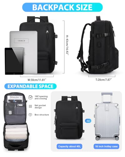 Image of PALAY Laptop Backpack 20L-35L Flight-approved Luggage Shoulder Backpack Dual Handle Design Anti-scratch Travel Backpack Stylish Backpack Women Business Backpack, Pink