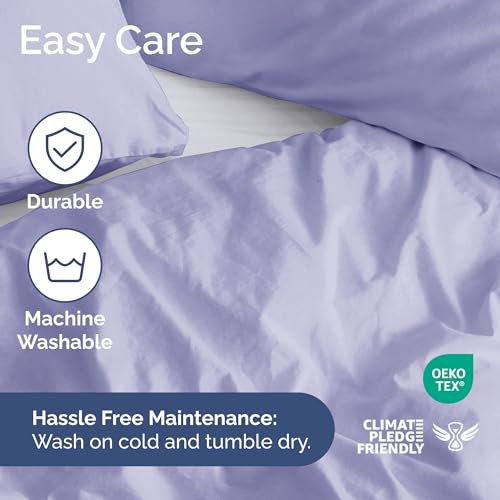 Image of Duvet Cover King Size Set - Extra Soft King Duvet Cover 104 inch x 90 inch with 2 Pillow Shams for Women, Men, Kids & Teens - Hotel Luxury, Easy-Care w / Zipper Closures & Ties - Comfy & Breathable (Lavender)