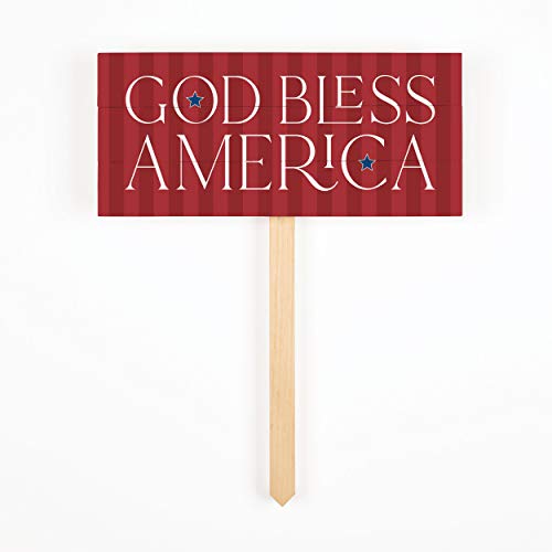 P. Graham Dunn Bless America Patriotic Red 10 X 4.5 Pine Wood Garden Yard Sign With Stake #TOP5