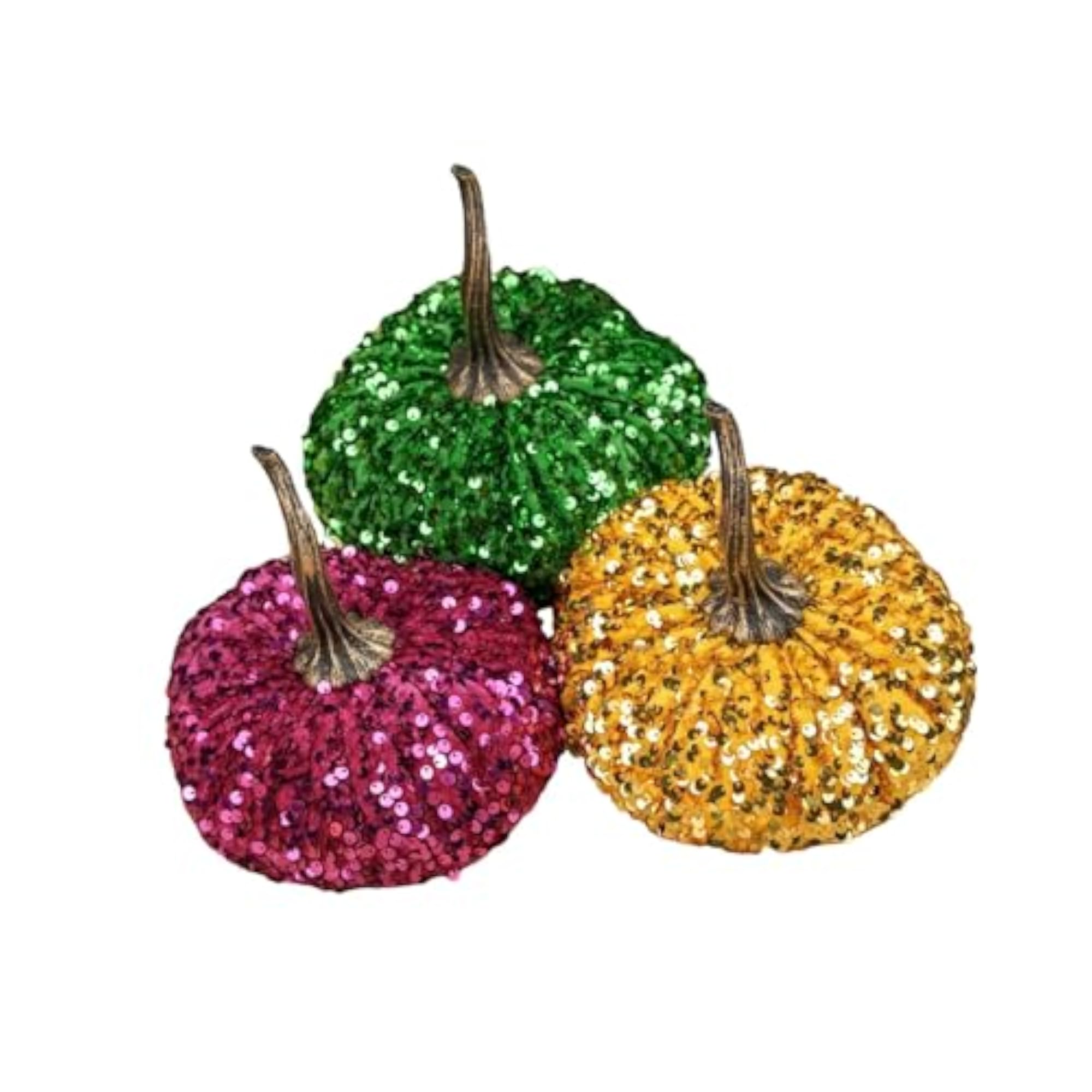 3X Thanksgiving Pumpkins Rustic Velvet Pumpkins for Mantel