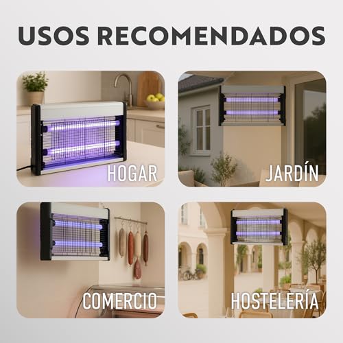Miniatura 3 de Brindek Lámpara Antimosquitos Eléctrica Enchufable - 20w Uv 2900v Doble Cara Mata Insectos Con Luz Ultravioleta, Rejilla De Alta Tensión, Silenciosa Y Sin Químicos, Para Interiores Y Exteriores