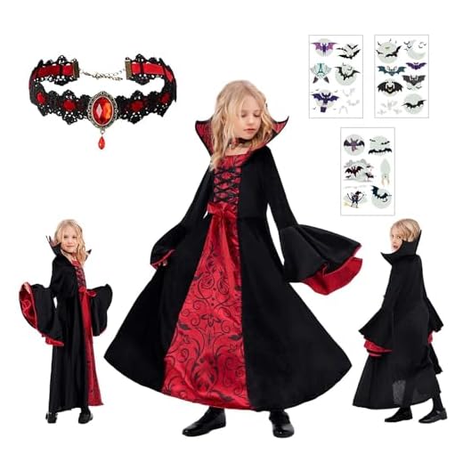 Ligtmor Disfraz Vampiro Niño, Disfraz Vampiresa, Halloween Costume, Colmillos Vampiro niñam, Ideal para Disfraces de Halloween y Carnaval (M)