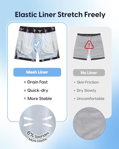 Image of maamgic Mens Swim Trunks 5 Inch with Mesh Lining, Quick Dry Mens Bathing Suit, Swim Shorts for Swimming and Beach