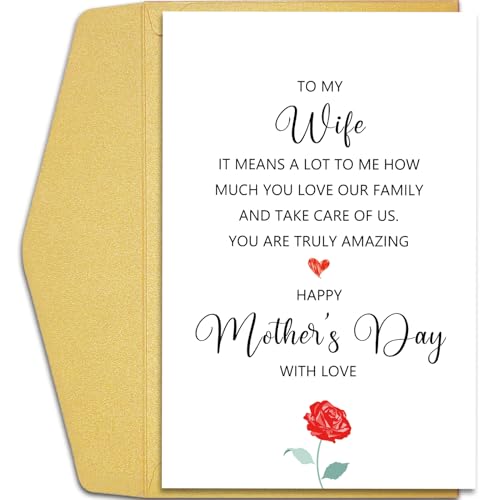 Qiliji Mother's Day Card for Wife, Wife Mothers Day Card
