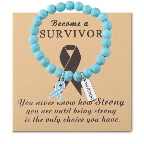 Gzrlyf Ovarian Cancer Awareness Bracelet Cervical Cancer Gift Ovarian Survivor Gift PTSD Support Bracelet Patient Jewelry (bluetealribbon bracelet)