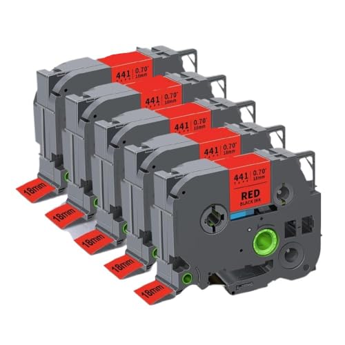 2�p�b�N5�p�b�N18mm TZe241�݊����x���e�[�v���n�ɔ����~�l�[�g���x�����[�J�[�p(5PK Black on Red)