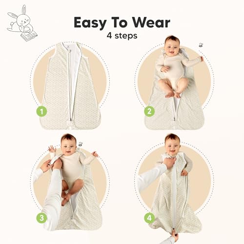 Image of 2-Pack Baby Sleep Sacks, Zipper Wearable Blanket - 100% Organic Cotton 0.5TOG, Soft Lightweight Toddler Sleeping Sack 3-6 months, Easy to Wear Newborn Swaddles Sleepsack (BumbleBear, S)