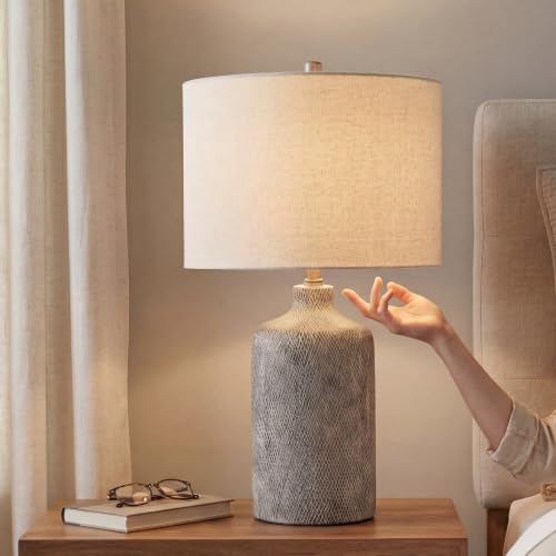 Signature Design by Ashley Linus Modern 25" Ceramic Table Lamp, Natural Stone Finish by Signature Design by Ashley - Used condition - Image 5