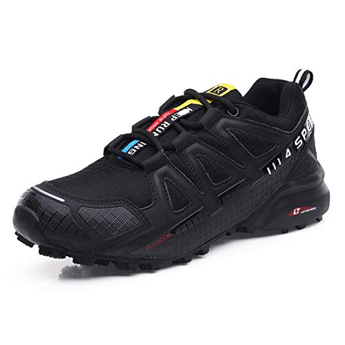 Logobeing Zapatillas de Senderismo Hombre Aire Libre y Deporte Zapatillas de Malla Transpirables Zapatillas de Trabajo Ultraligeras y Antideslizantes Trainers (SPEED4 Black 47) 