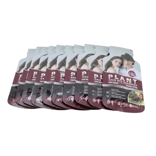 Yinhing 10 Tintes para el Cabello de Burbujas que No Dañan el Cabello Marrón Oscuro, champú para Cobertura de Gris, Nutritivo, Fácil Aplicación, Color Rico, Paquete de 30 Ml, Ideal para Tipos de
