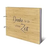 holz fotoalbum box Versand nur 1 – 2 Tage Gästebuch Abschiedsgeschenk für Kollegen Bambus Cover Ringbuch 72 Blätter  144 Seiten DIN A4 quer - Danke für die Zeit
