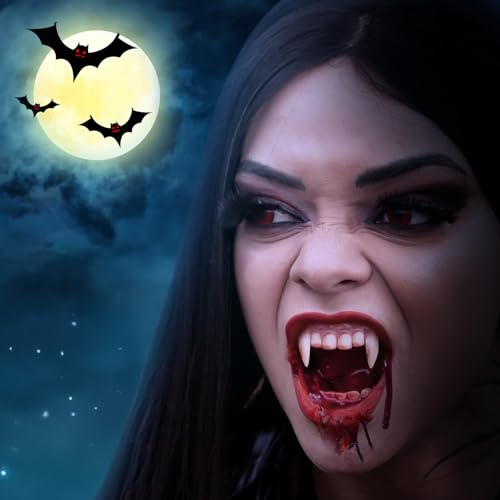 LQYoyz 3 Sizes Vampire Fangs Teeth with Adhesive, Halloween Party Cosplay Props Accessories, Fake Vampire Teeth Party Favors Werewolf Fangs Vampire Dentures for Adults Kids (3 Pairs) - Thumbnail 4