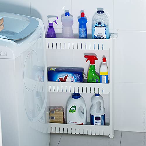 Prateleira Multiuso com Rodizio Branca Arthi Branco, 54.5 x 12.5 x 77.5 cm