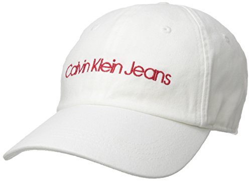 Calvin Klein Jeans Men's Washed Twill Baseball Dad Hat, Standard White, One Size