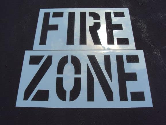 24" FIRE Zone Parking Lot Stencil - Actual 24" Tall Letters x 12" Wide. Wider Font. Wider Brush Stroke. Easy to See and Read.