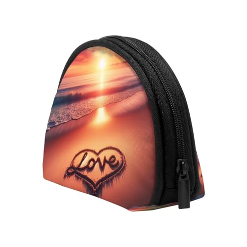 Portable Coin Purse Sunrise-Love-Beach-Valentine Mini Zippered Money Pouch Card Holder4