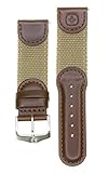 New 20mm Wenger Swiss Army Genuine Brown Leather Strap Brown Nylon Watch Band Long L Size