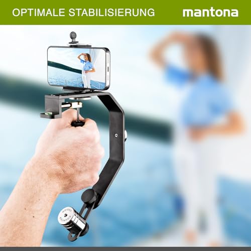 Mantona Schwebestativ inkl. Gegengewichten, 1/4 Zoll, geeignet für Action Cams GoPro Hero 11 10 9 8 7 6 5 und Camcorder
