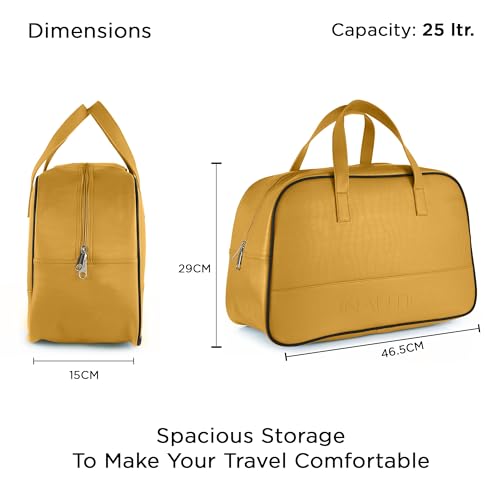 Image of Nautica Duffle Bag for Travel | Stylish Leatherette Luggage | Compact and Comfortable for Travelling |Hand Duffel Bag |Gym Duffle Bag |Suitable for Men and Women 25 L- NTDUF4001 (Dark Yellow)