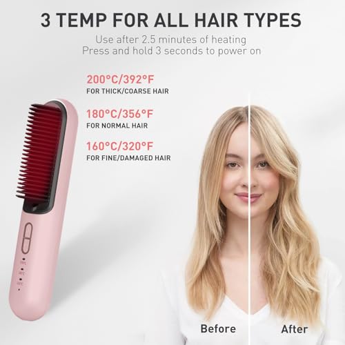 Cepillo alisador de cabello inalámbrico TANSHINE portátil miniatura 4