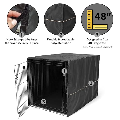 Hundeboxabdeckung, 122 cm, Größe XL, Schwarz, Polyester-Sichtschutz für Hundeboxen, passend für die meisten Standard-Boxen, maschinenwaschbar, hilft Bellen & Kauen zu reduzieren
