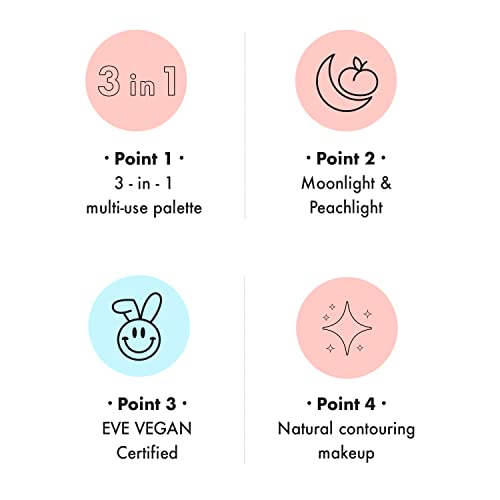 Amuse Vegan Face All Palette Eyeshadow Blush 3-In-1 Contouring Soft Matt (01 Moon Glow) #TOP4