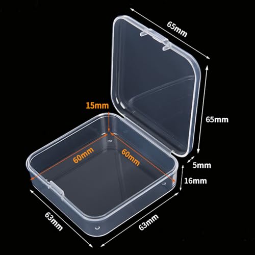 Image of Goodma 100 Pieces Square Mini Clear Plastic Storage Box, 2.56x2.56x0.79 in | Empty, Organizer Containers, Hinged Lids, For Small Items, For Craft Projects