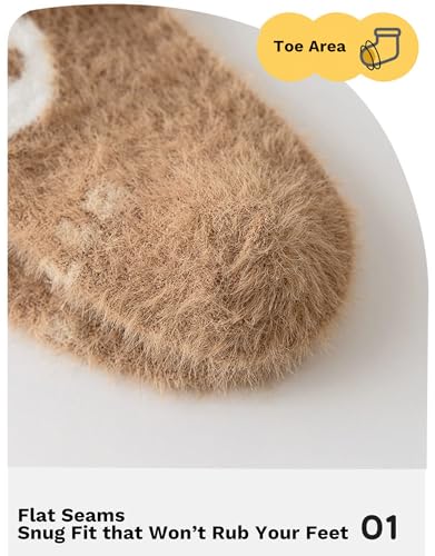 Toddler Girl Wool Home Sleeping Socks Seamless Thick Soft Warm Socks 4 Pairs Winter4