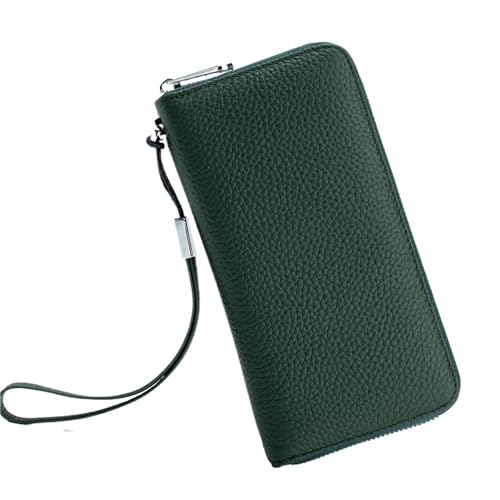 Portefeuille en cuir long pour femme vert pour ranger cartes et monnaie
