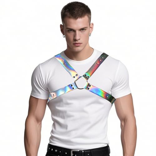 Mens Rainbow Bulldog Harness Belt Adjustable Body Chest Harness Belt Costume Accessories