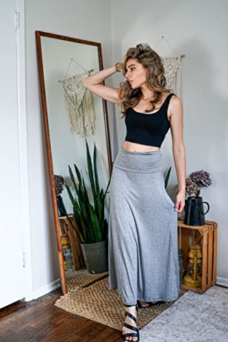 Free To Live - 3 Pack Women's Fold Over Flowy High Waist Maxi Skirts - Flare Style, Floor Length #TOP3