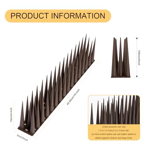 OFFO Bird Spikes Pigeon Outdoor Spikes for Cat Keep Birds Raccoon Woodpecker Away Covers 8 Feet(2.44m), Brown