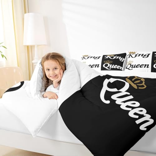 Image of Feelyou Valentine Day Mr Mrs Comforter Set Twin Size Bedding | Adults Couple Lover King Queen Presents Ultra Soft Duvet Set Quilt Set Room Decor Warm Cozy Breathable Lightweight All Season