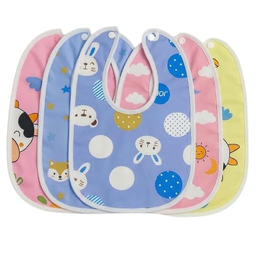 Velvet Waterproof Baby Feeding Bibs with Hood (6-24 Months) | Spill-Resistant Fast-Dry Comfortable | Buckle Closure Washable Reusable | MultiColors-image-11