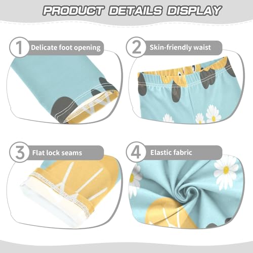 Toddler Girls Leggings Printed Yoga Pants Leggings White Flower Cartoon Turtle for Kids3