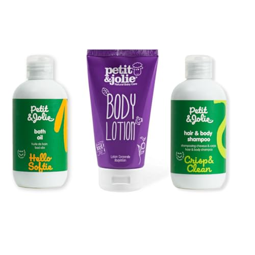 MM Petit&Jolie Baby Care Set – Hair & Body Shampoo 200ml, Bath Oil 200ml & Body Lotion 150ml | Natural Baby Skincare | Gentle, Organic & Nourishing Formula for Sensitive Skin