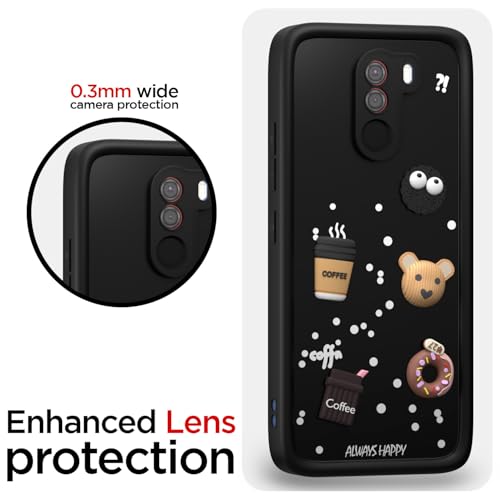 Image of Pikkme Back Cover for Poco F1 | 3D Cartoon Silicone Case Cute & Fun Full Protective Bumper Cover (Black)
