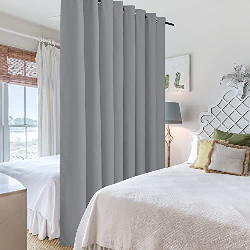 Image of RYB HOME Room Divider Curtains Blackout, Total Privacy Curtains Screen Partition, Noise Block & Thermal Insulated Drapes for Bedroom Sliding Door Backdrop, W 180 x L 108 inch, Sliver Grey, 1 Pc
