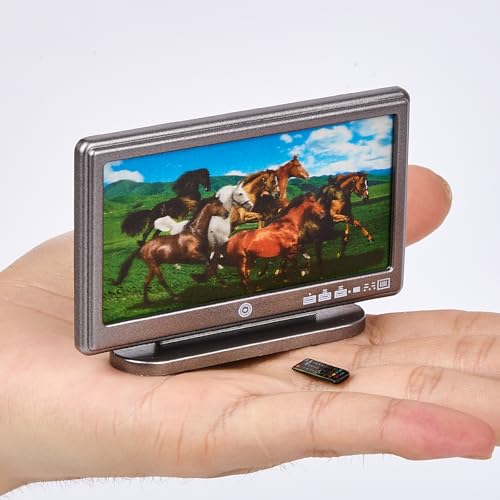 1:12 Scale Miniature TV Set, Tiny Television Dollhouse Furniture Accessories,