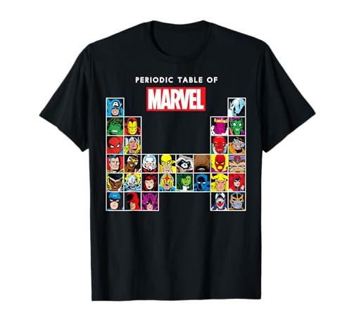Tableau périodique des héros et méchants rétro de Marvel T-Shirt