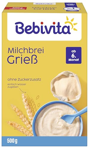 Bebivita Milchbrei Grieß (4x500g), ab 6. Monat, ohne Zuckerzusatz, gut sättigend Bebivita Milchbrei Grieß (4x500g), ab 6. Monat, ohne Zuckerzusatz, gut sättigend