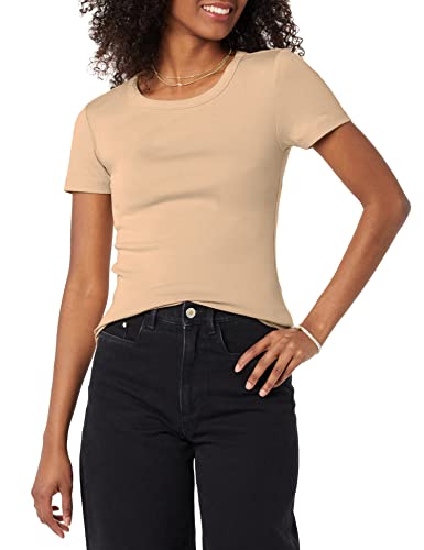 Image of Amazon Essentials Women's Slim-Fit Short-Sleeve Crewneck T-Shirt, Pack of 2