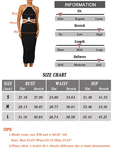 Kmoly Women's Cut Out Waist Bodycon Midi Dress Sexy Backless Sleeveless Spaghetti Strap Party Tank Dresses Black #TOP4