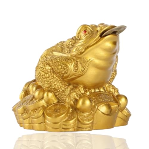 Feng Shui Argent Grenouille, Chanceux Argent Grenouille,Argent Chinois Crapaud Richesse Chanceux Grenouille Statue argents Grenouilles pièce Crapaud pour la décoration de Bureau à Domicile(Laiton)