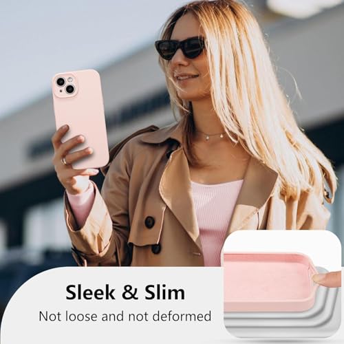 Image of DIZORO Compatible for iPhone 15 Plus Camera Protection Case 6.7, Slim Liquid Silicone 3 Layers Full Covered Soft Gel Rubber Phone Case Protective Cover - Pink