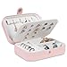 misaya Jewelry Box for Women Doubel Layer Travel Jewelry Organizer for Necklace Earring Rings PU Leather Jewelry Holder Case, Primrose Pink