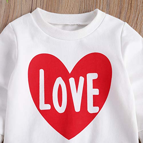 Valentines Day Sweatshirt Toddler Baby Girl Valentines Day Outfit Heart Pullover Sweater Shirt Tops Casual Clothes (D-Love Red Heart White,3-4T) #TOP1